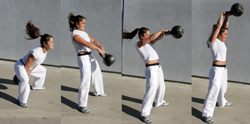 A great example of an American kettlebell swing